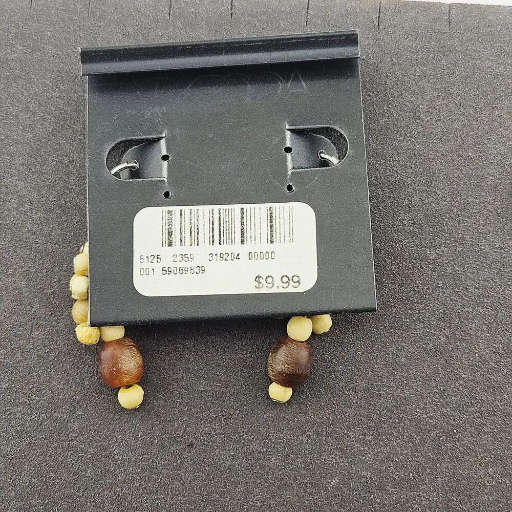 Accent Beaded Dangle Drop Hook Earrings Pastel Yellow Whimsical Beach Boho